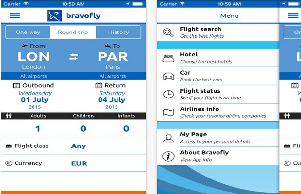 App đặt vé máy bay giá rẻ Bravofly