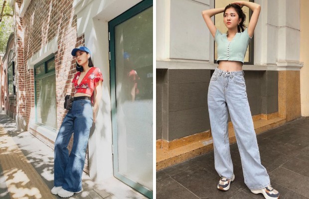 trang phục du lịch Phú Quốc -Croptop phối quần jeans năng động 