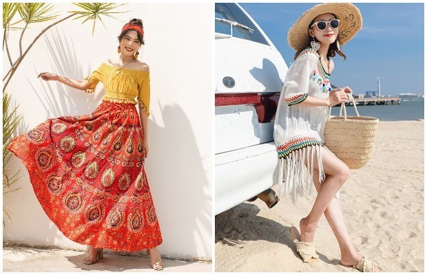 trang phục du lịch Nha Trang - Phong cách boho 
