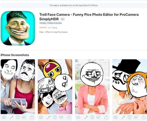 Troll Face Camera là một ứng dụng vui cho điện thoại