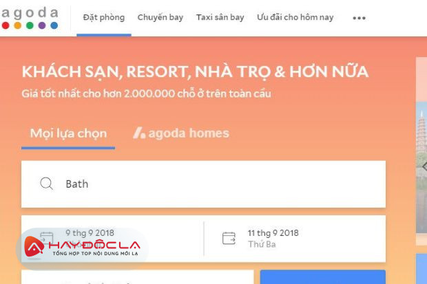 Agoda - các trang web bán phòng khách sạn