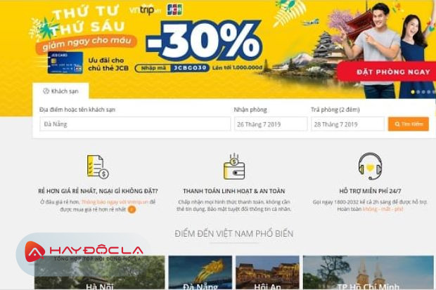 Vntrip.vn - các trang web bán phòng khách sạn