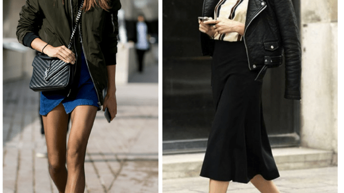 Mix đồ nữ cá tính -  Áo jacket phối với chân váy