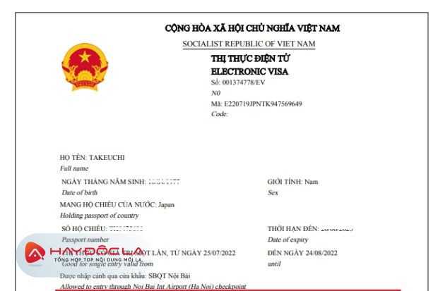 Thị thực EV - visa du lịch Việt Nam