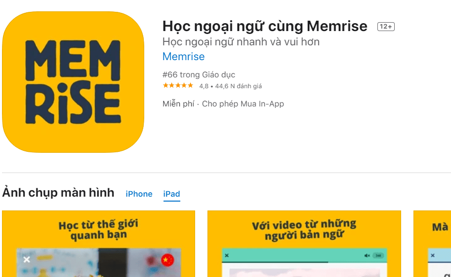 Học ngoại ngữ cùng Memrise là một ứng dụng học tiếng Hàn trên iPhone