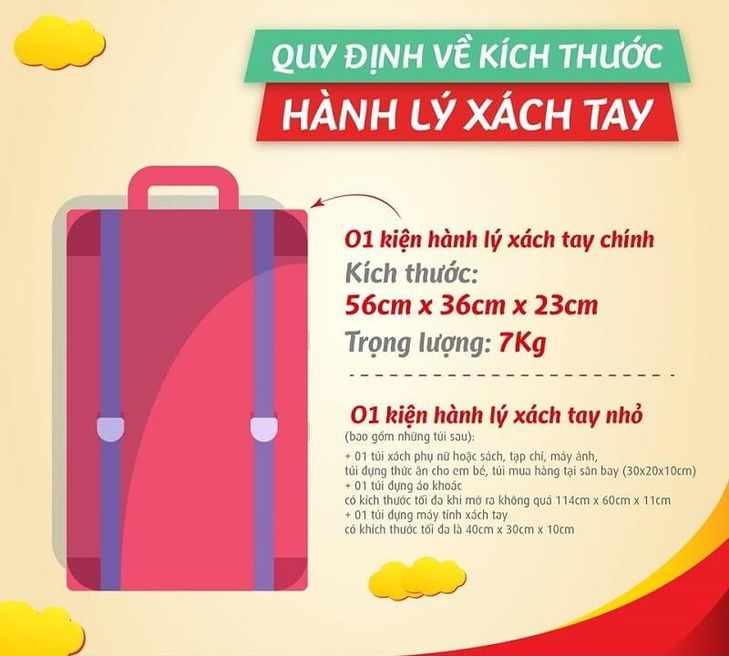 7kg hành lý xách tay có bao gồm túi xách không-7kg7kg hành lý xách tay có bao gồm túi xách không-Một số quy định về cân nặng hành lý của Vietjet