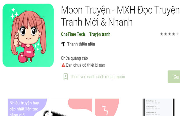 Moon truyện là một ứng dụng đọc truyện tranh online trên điện thoại