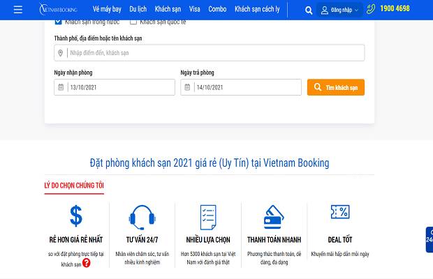 trang web đặt phòng khách sạn vietnam booking