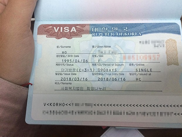 Cách kiểm tra visa Hàn Quốc - Visa Hàn Quốc ngắn hạn nhập cảnh một lần.