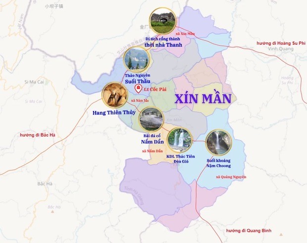 bản đồ các điểm du lịch hà giang-Bản đồ các điểm du lịch Hà Giang – huyện Xín Mần.