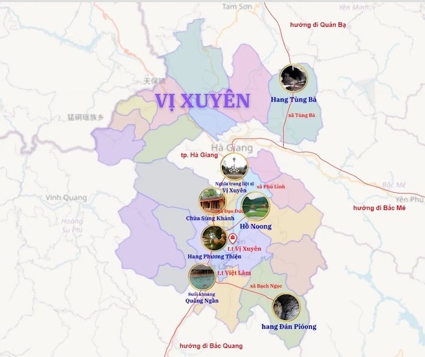 bản đồ các điểm du lịch hà giang-bản đồ huyện Vị Xuyên