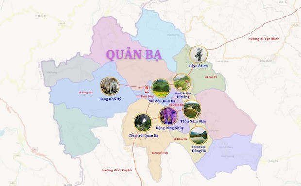 bản đồ các điểm du lịch hà giang-huyện Quản Bạ