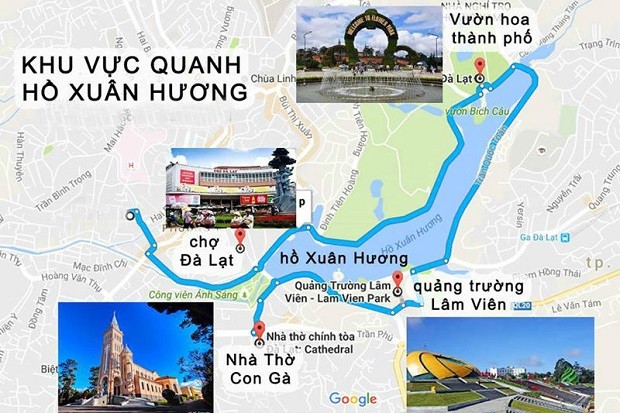 bản đồ du lịch đà lạt - Tuyến đường trung tâm Đà Lạt