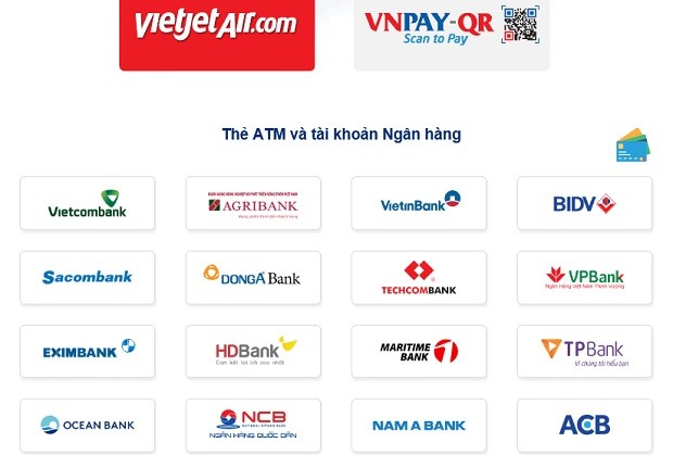 thanh toán vé máy bay Vietjet - Internet Banking