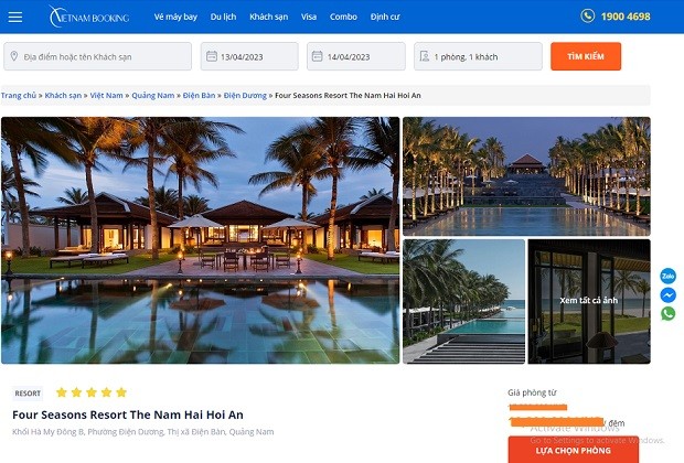 Four Seasons Resort The Nam Hai Hoi An - Vietnam Booking