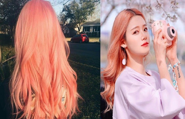 màu tóc hồng phấn - hồng cam