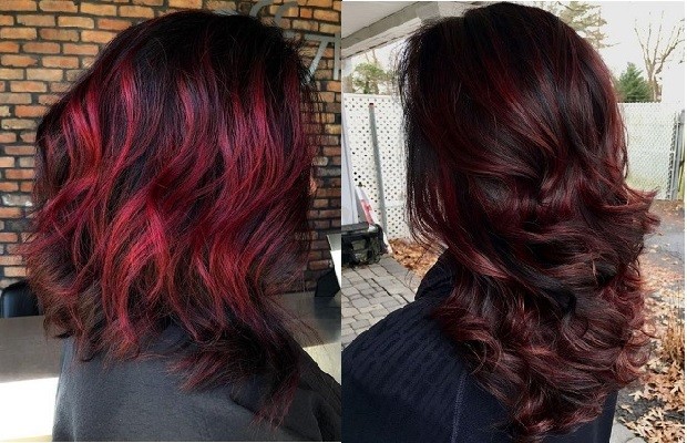 Nhuộm tóc highlight màu nâu đỏ