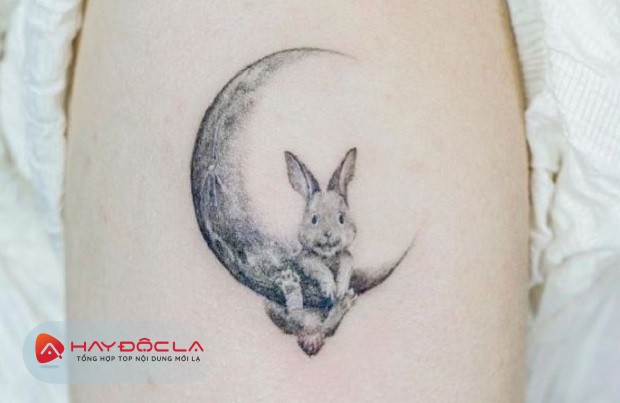 ý tưởng hình xăm thỏ - Hình xăm con thỏ và mặt trăng