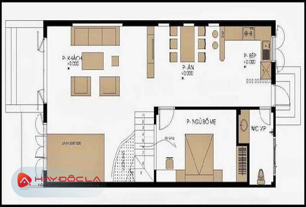 bản vẽ thiết kế nhà 2 tầng 7x12m 4 phòng mới
