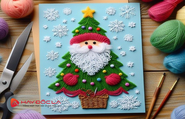 Cách trang trí thiệp Noel Handmade bằng chỉ màu
